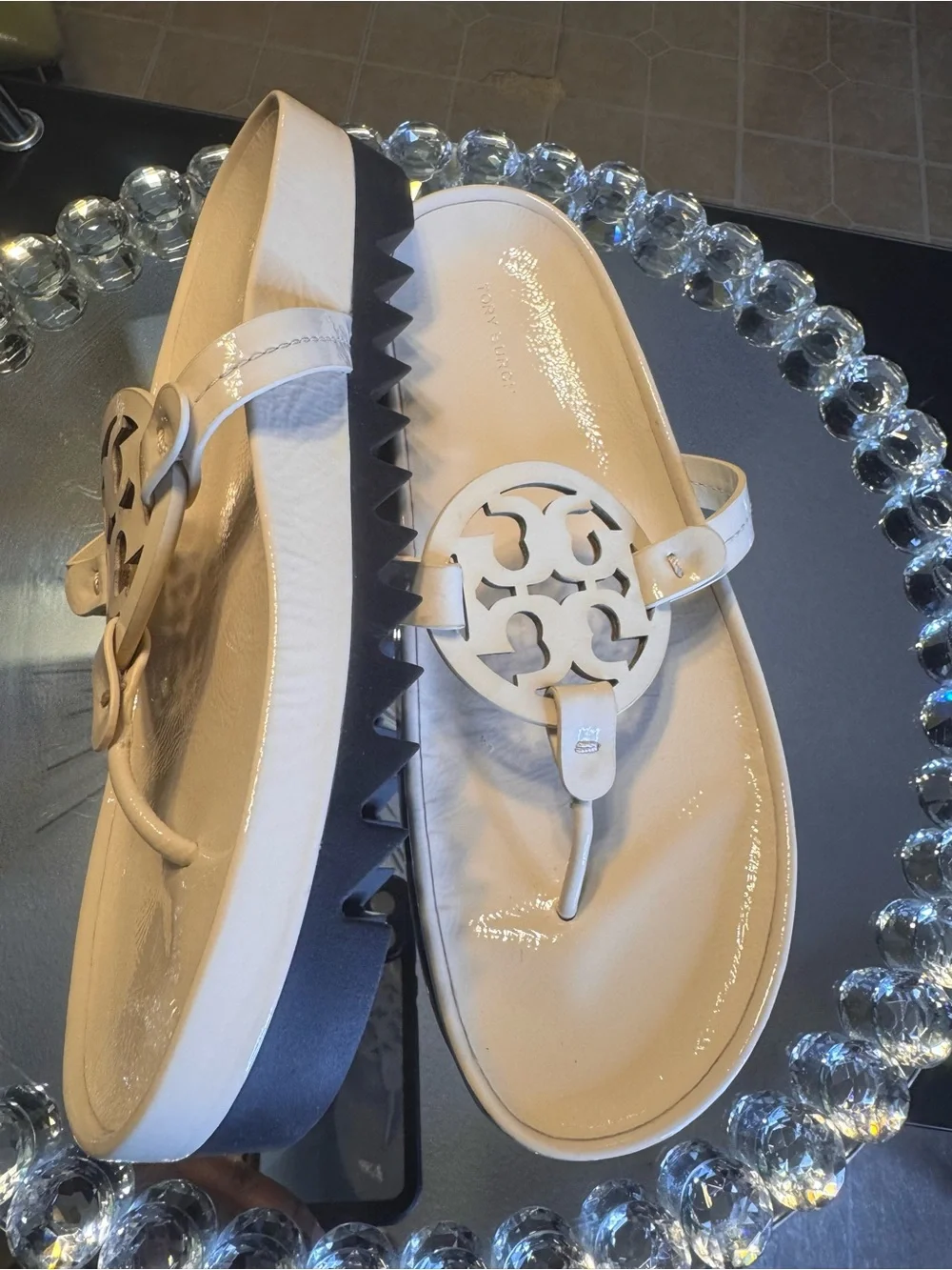 Tory Burch Miller Cloud Lug Sandal In Cream. Size 11